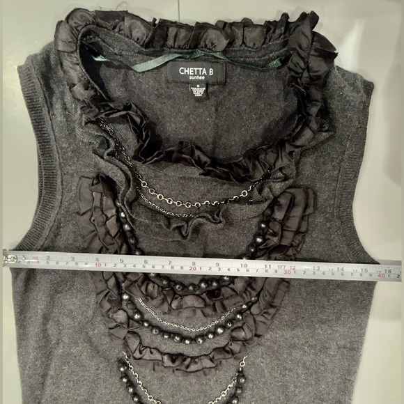 CHETTA B detailed front sweater knit dress charcoal grey beads - Picture 11 of 13